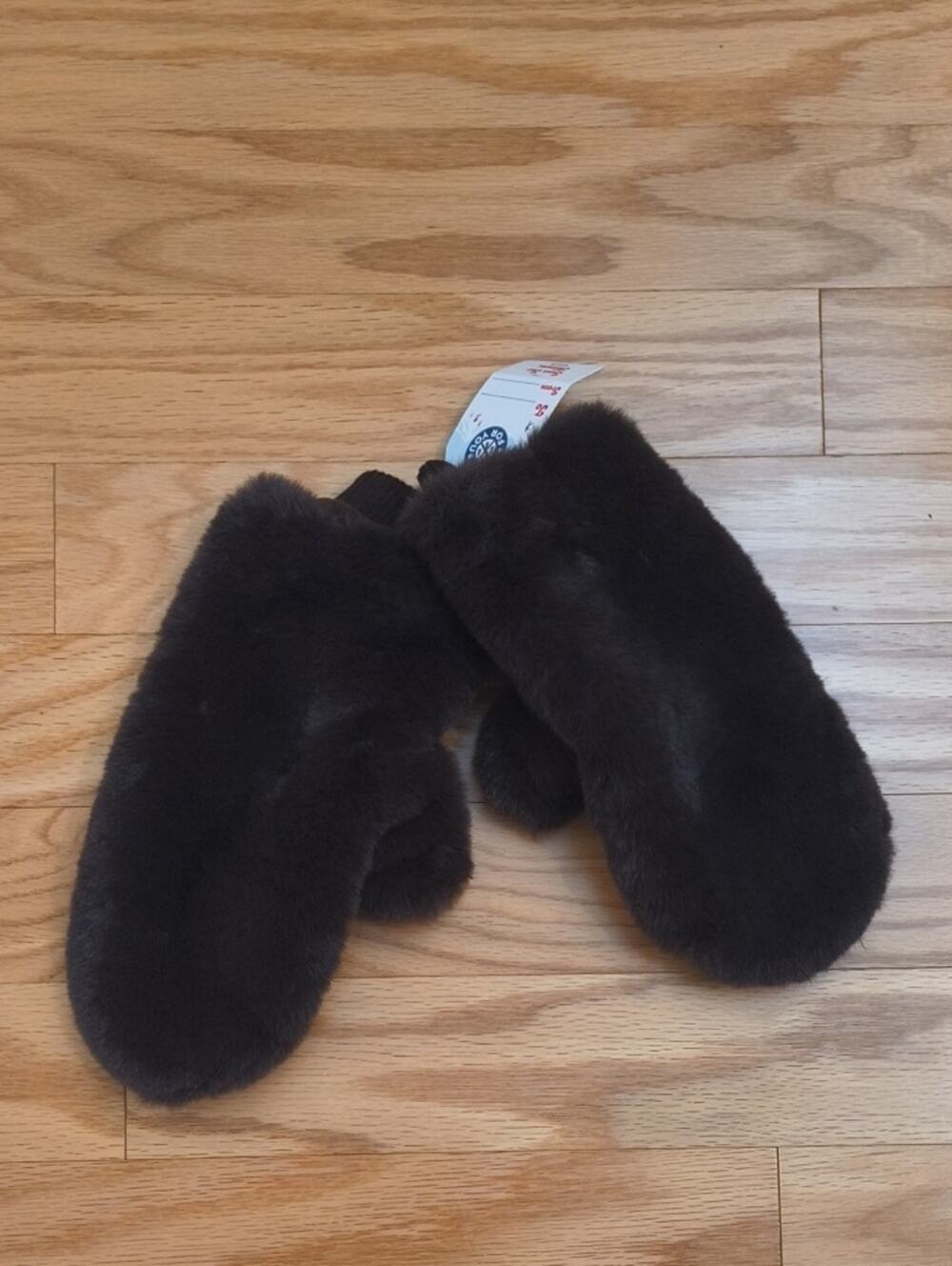 Faux Fur Mittens Dark Brown Adult Size